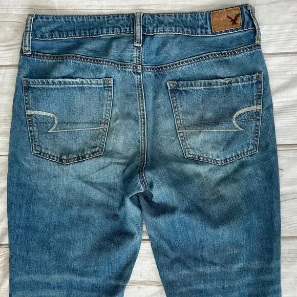 American Eagle Tomgirl Distressed Patchwork Straight leg Jeans grunge skater 6 - Picture 9 of 14